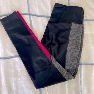 Athleta legging in black with pink and grey detail